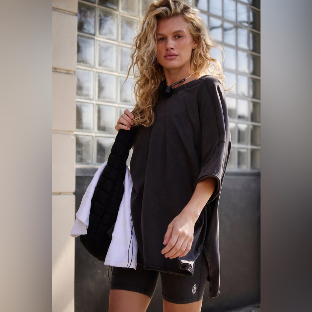 Free People Hot Shot Charcoal Tunic Top Set